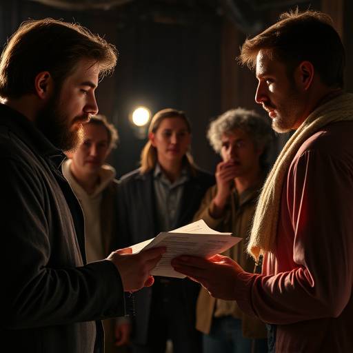 Actors analyzing a script together