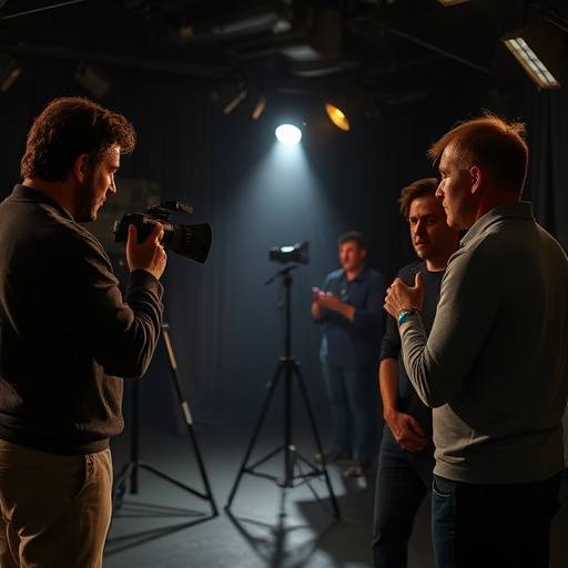 Actors rehearsing a scene