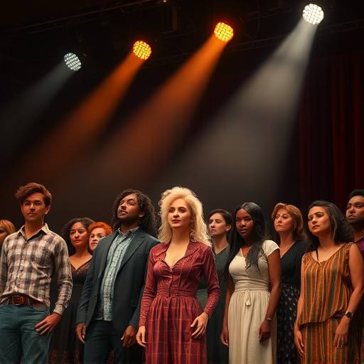Diverse group of actors performing on stage